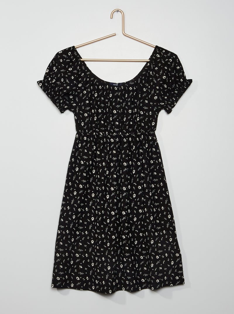 Robe courte en maille texturée noir - Kiabi