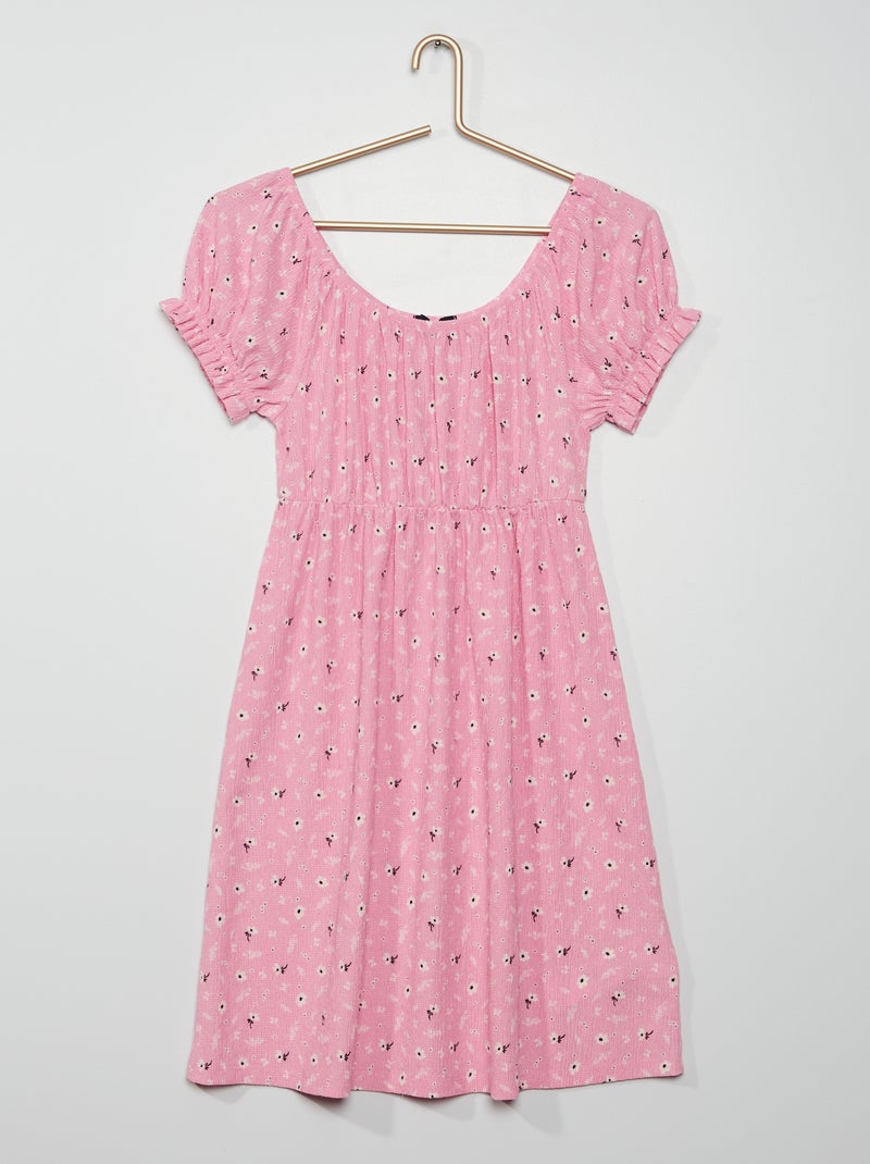 Robe courte en maille texturée rose - Kiabi