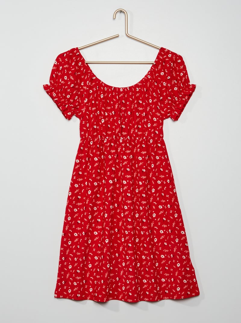 Robe courte en maille texturée rouge - Kiabi