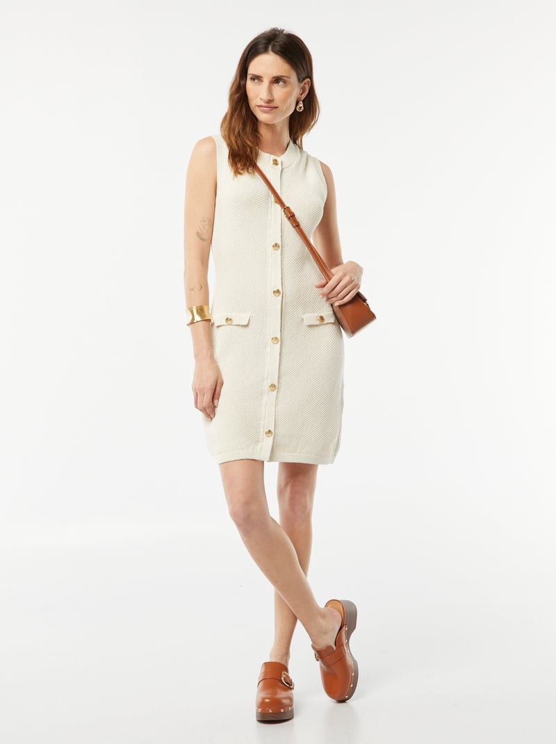 Robe courte en maille tricot à enfiler BEIGE - Kiabi