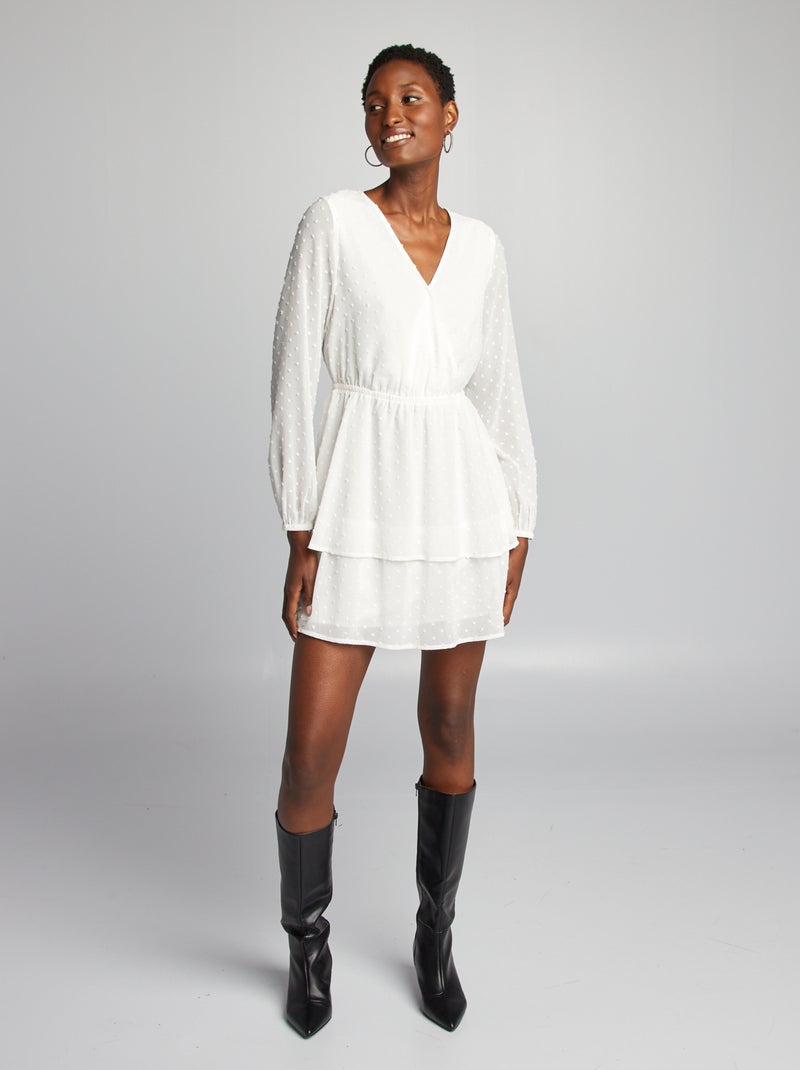 Robe courte en plumetis blanc - Kiabi