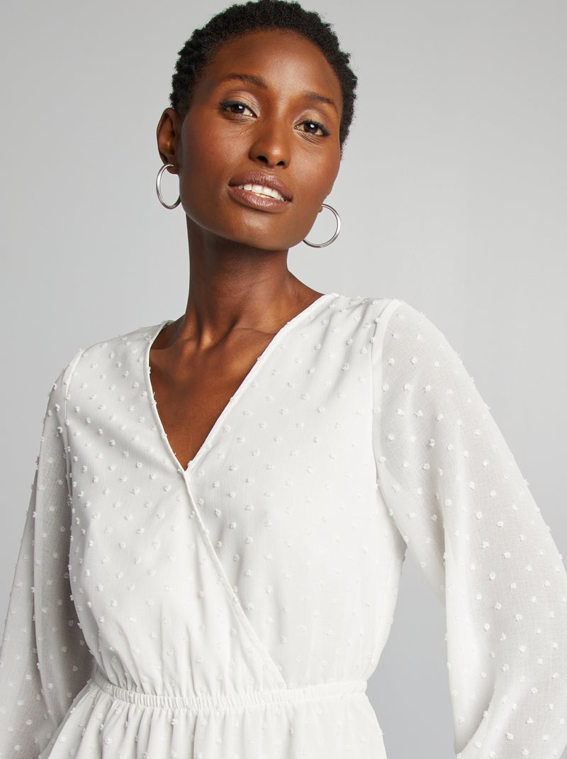 Robe courte en plumetis blanc - Kiabi
