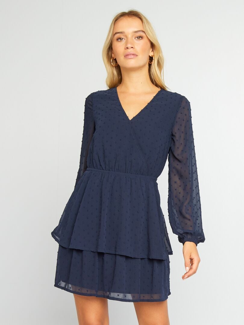 Robe courte en plumetis Bleu marine - Kiabi