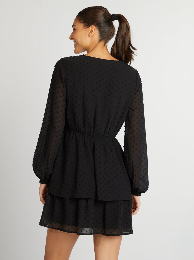 Robe courte en plumetis noir - Kiabi