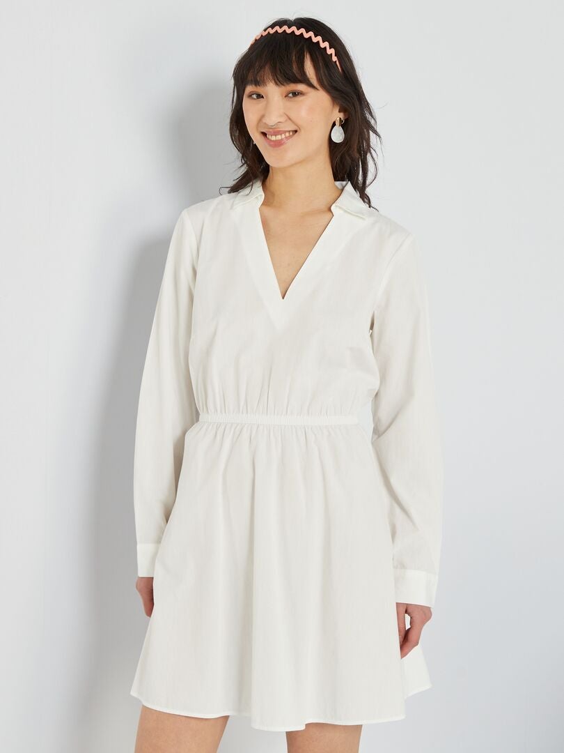 Robe courte en popeline blanc - Kiabi