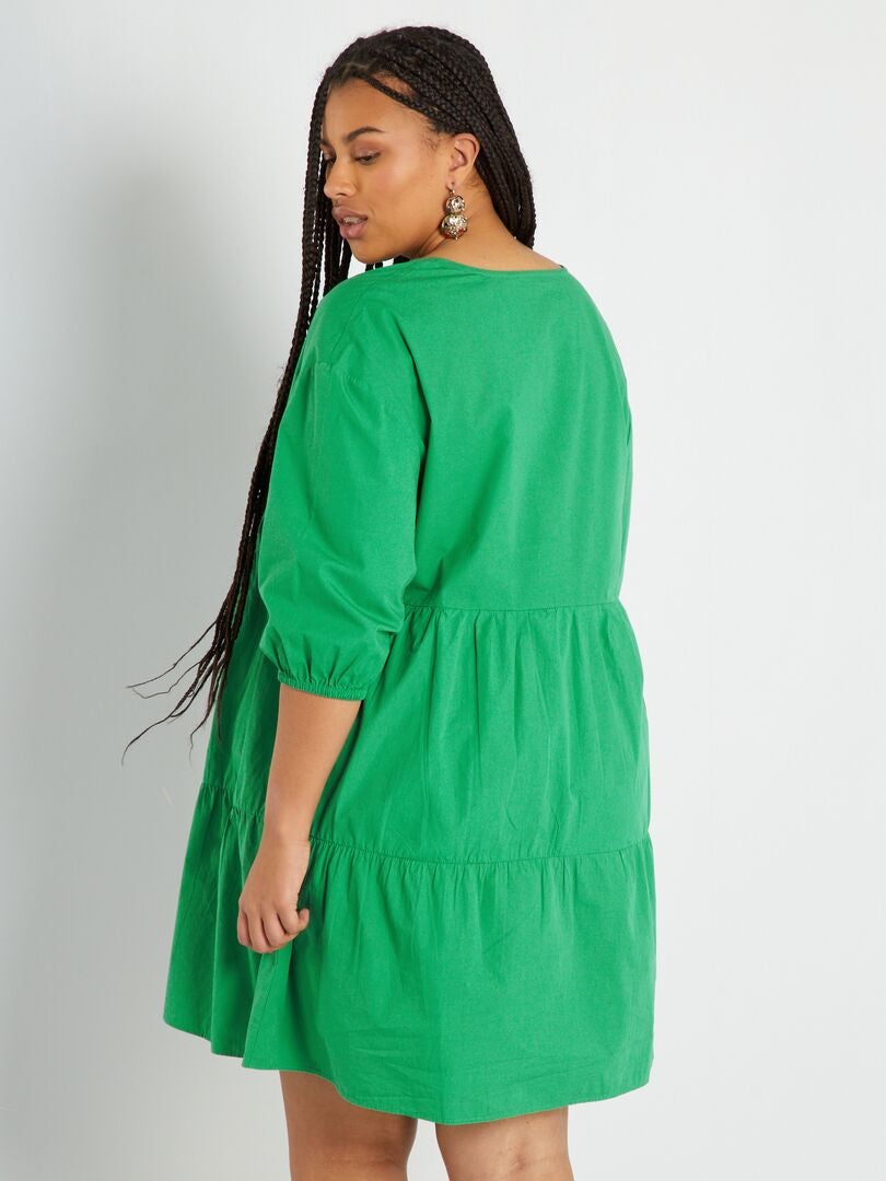 Robe courte en popeline vert - Kiabi