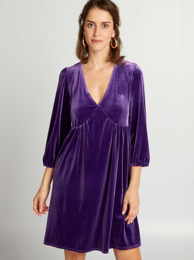Robe courte en velours Violet - Kiabi