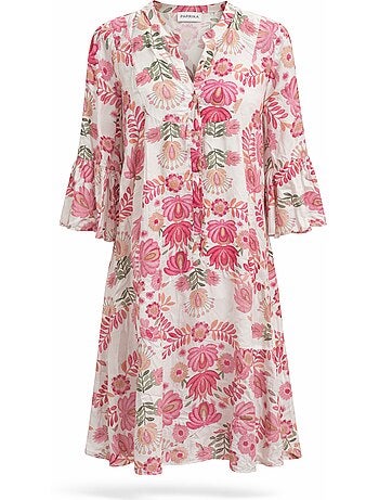 Robe courte en viscose imprimé floral PAPRIKA