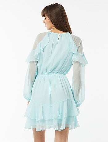 Robe courte en voile à manches longues