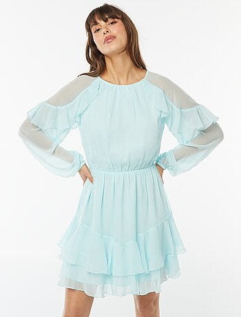 Robe courte en voile à manches longues