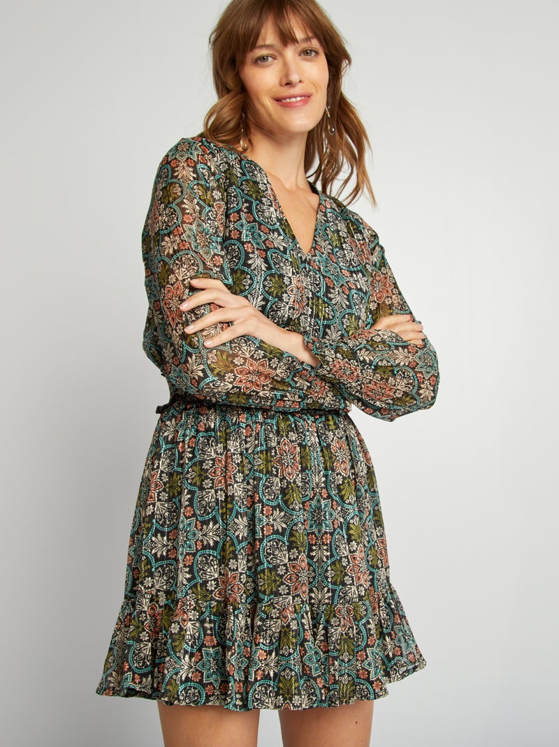 Robe courte en voile Noir - Kiabi