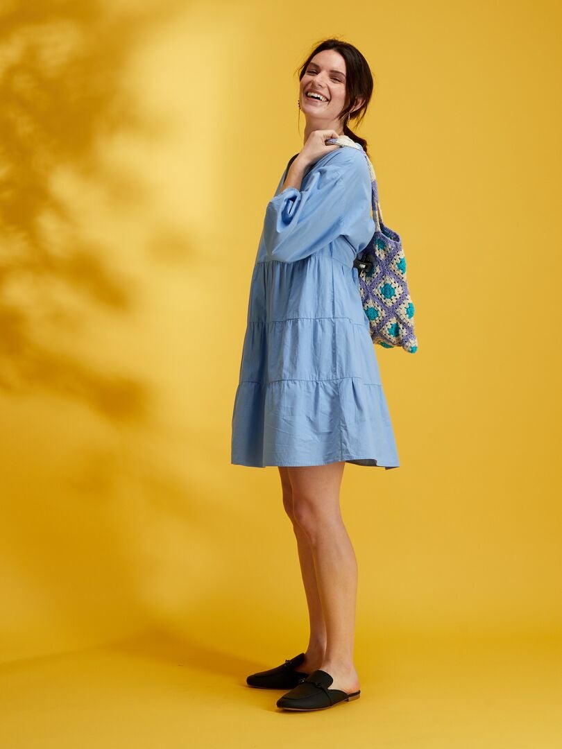 Robe courte évasée Bleu - Kiabi