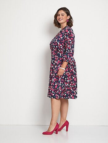 Robe courte évasée cache-coeur imprimée - AFIBEL