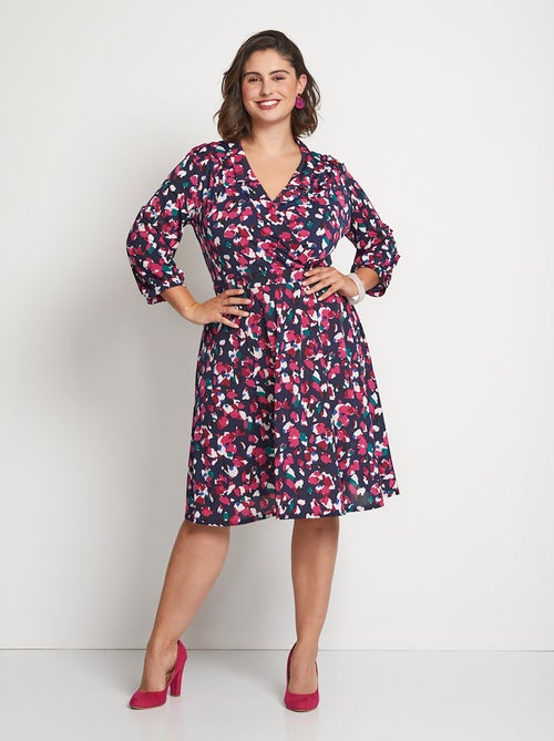 Robe courte évasée cache-coeur imprimée - AFIBEL - Kiabi