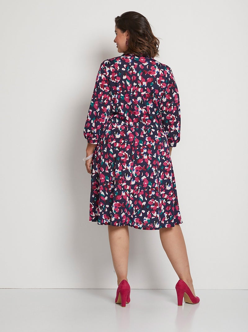 Robe courte évasée cache-coeur imprimée - AFIBEL Rose fushia - Kiabi