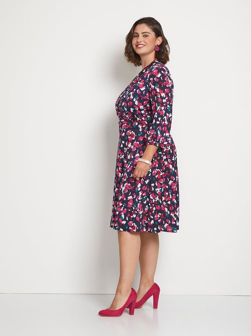 Robe courte évasée cache-coeur imprimée - AFIBEL - Kiabi