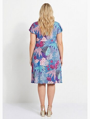 Robe courte évasée col V drapé - Afibel