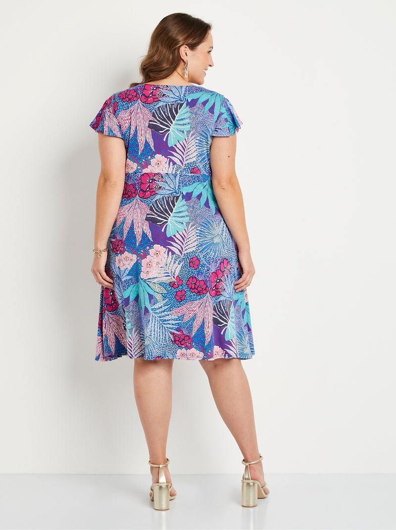 Robe courte évasée col V drapé Bleu Violet - Kiabi