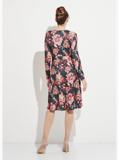 Robe courte évasée col V imprimé fleuri - Afibel - Kiabi