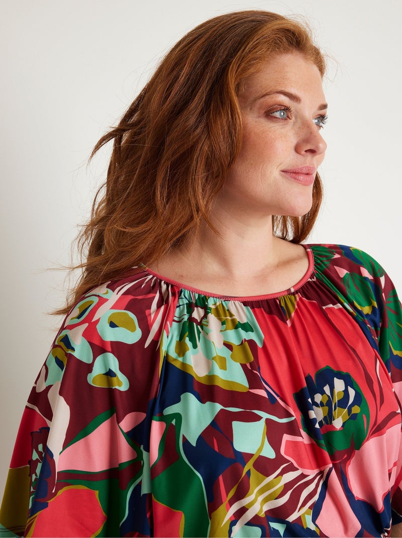 Robe courte évasée fleurie Rose - Kiabi