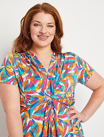 Robe courte évasée floral graphique - Afibel