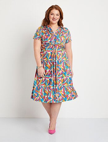 Robe courte évasée floral graphique