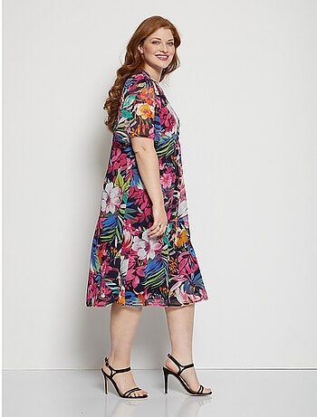 Robe courte évasée imprimé floral - Afibel