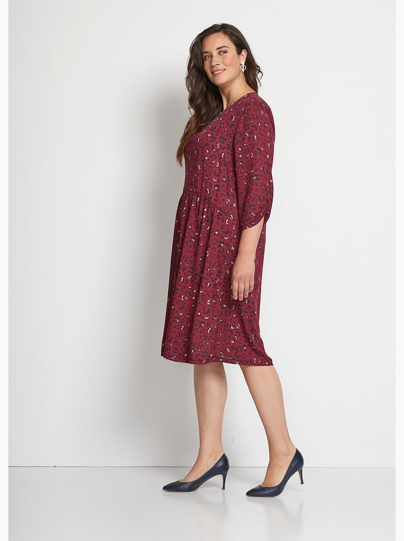 Robe courte évasée imprimé léopard Noir Rouge - Kiabi