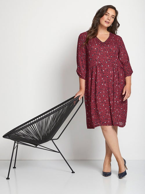 Robe courte évasée imprimé léopard - Kiabi