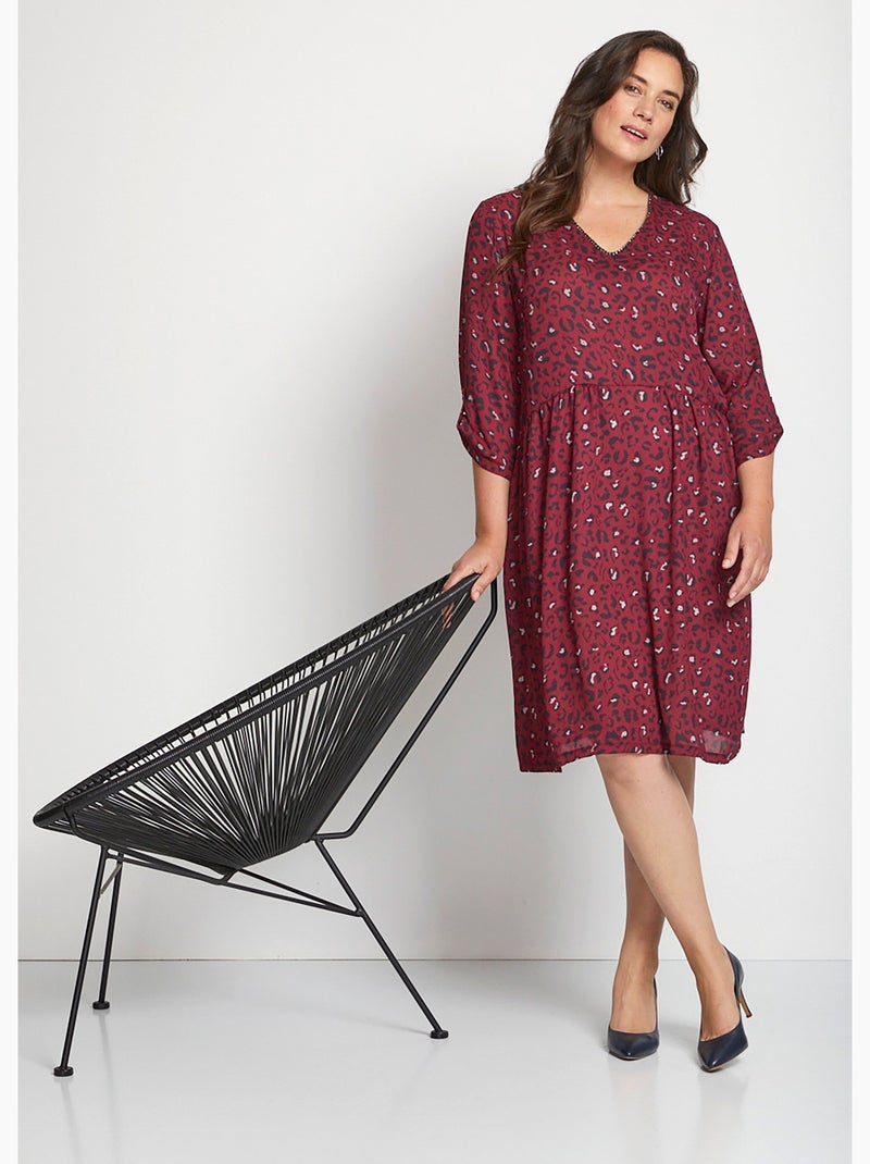 Robe courte évasée imprimé léopard Noir Rouge - Kiabi
