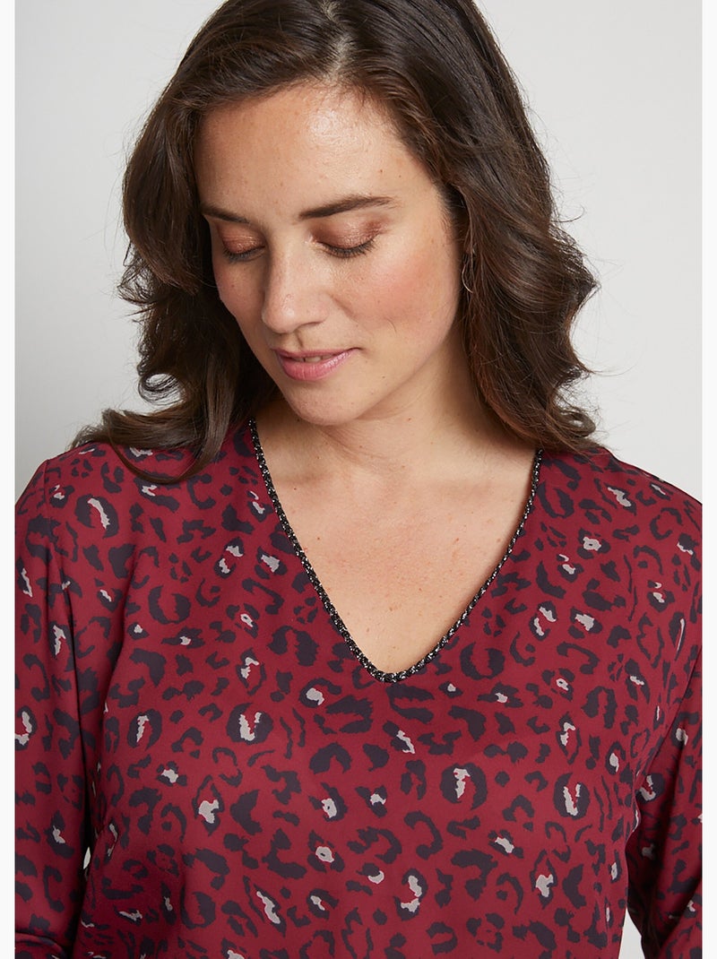 Robe courte évasée imprimé léopard Noir Rouge - Kiabi