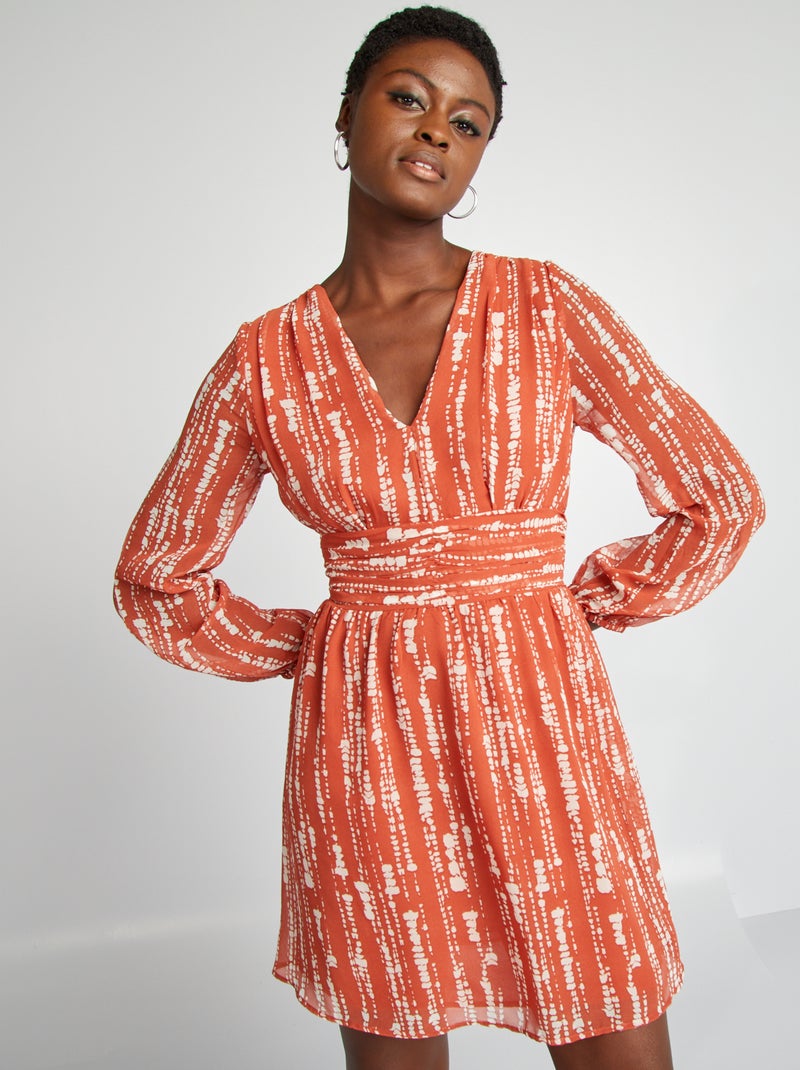 Robe évasée Next à Volants - Imprimé Cachemire Orange - Taille UK 14 - Neuf Avec étiquettes