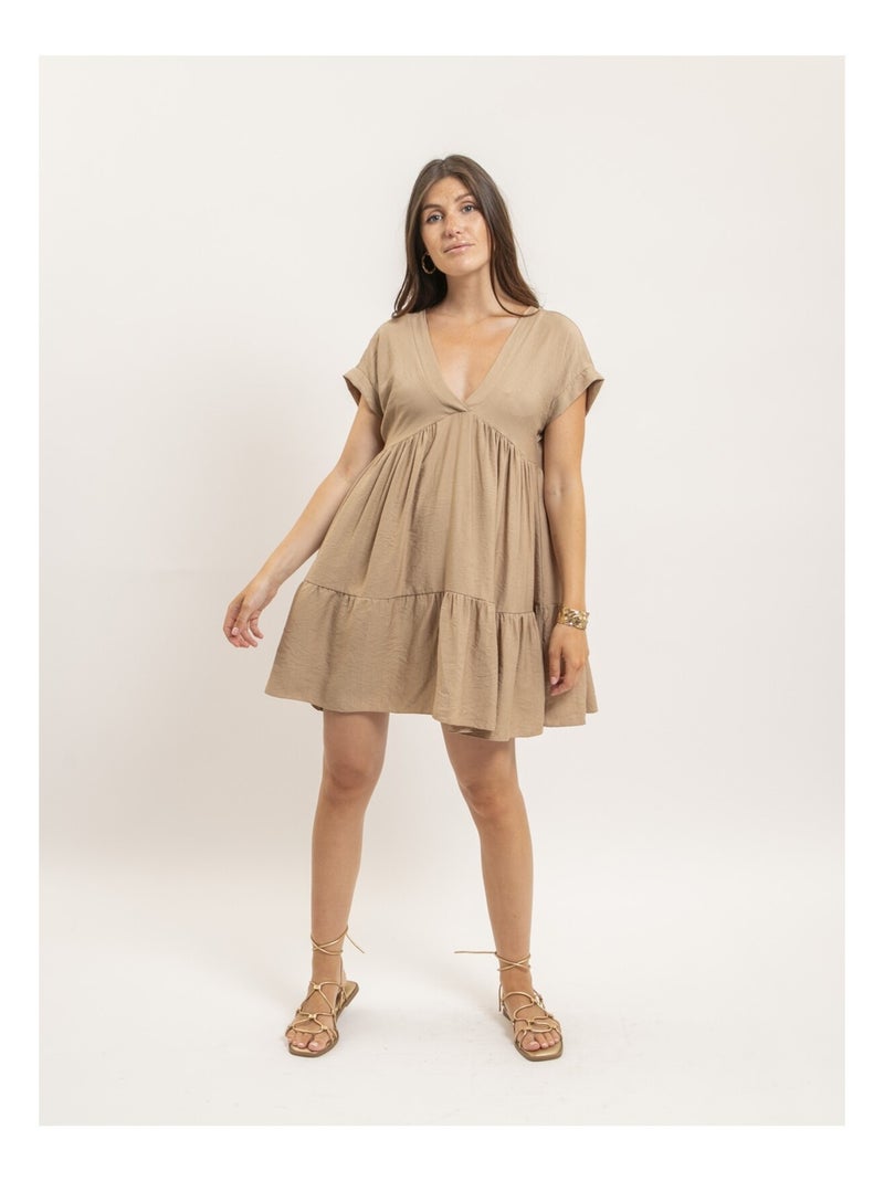 Robe courte évasée IPIANE Beige - Kiabi