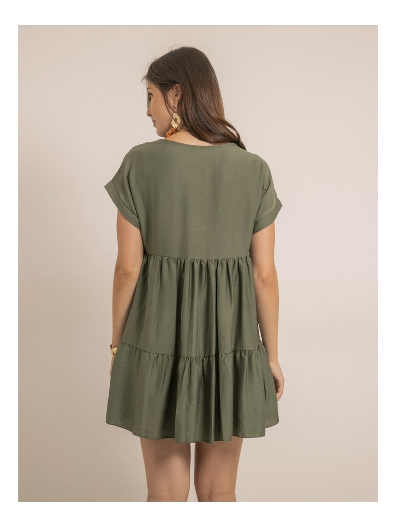 Robe courte évasée IPIANE Kaki - Kiabi