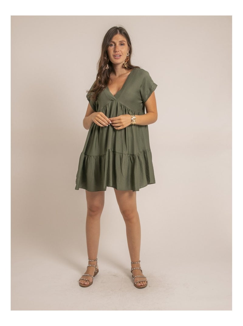 Robe courte évasée IPIANE Kaki - Kiabi