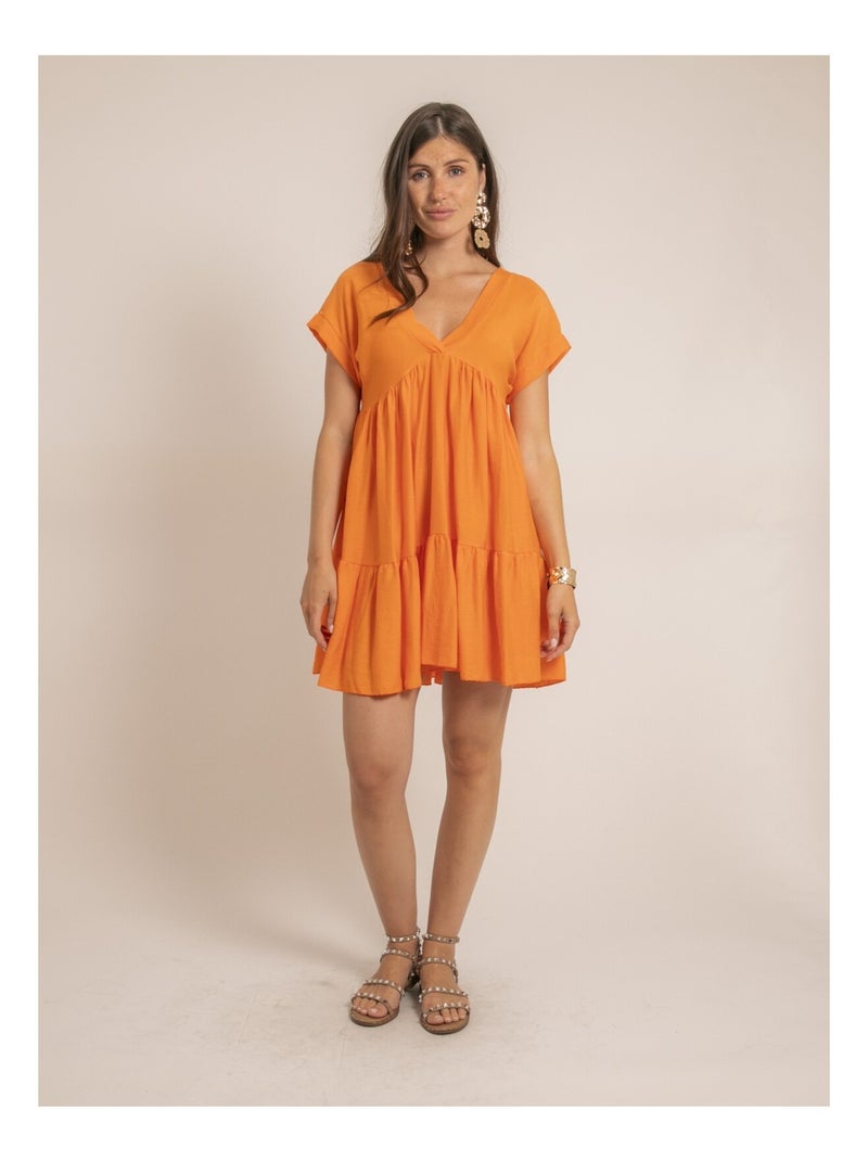 Robe courte évasée IPIANE Orange - Kiabi