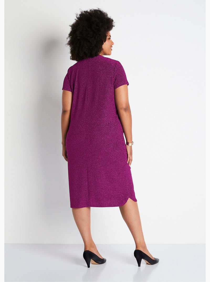 Robe courte évasée maille brillante - Afibel Rose - Kiabi