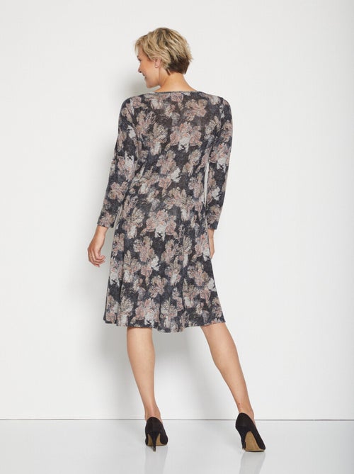 Robe courte évasée maille chaude fleurie - Afibel - Kiabi