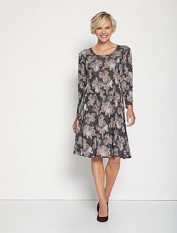 Robe courte évasée maille chaude fleurie