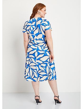 Robe courte évasée motif feuilles - Afibel