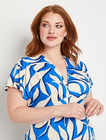 Robe courte évasée motif feuilles - Afibel