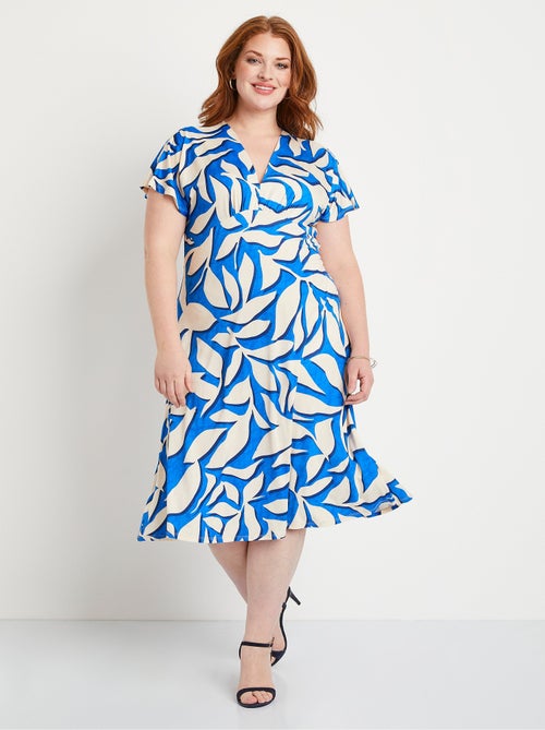 Robe courte évasée motif feuilles - Afibel - Kiabi