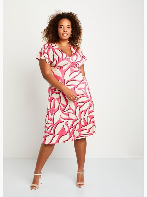 Robe courte évasée motif feuilles - Afibel - Kiabi