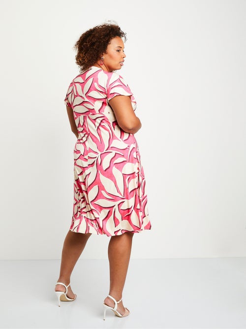 Robe courte évasée motif feuilles - Afibel - Kiabi