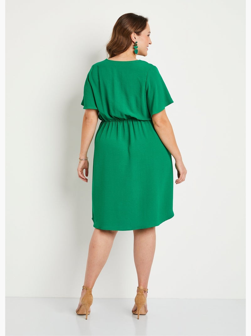 Robe courte évasée unie - Afibel Vert - Kiabi