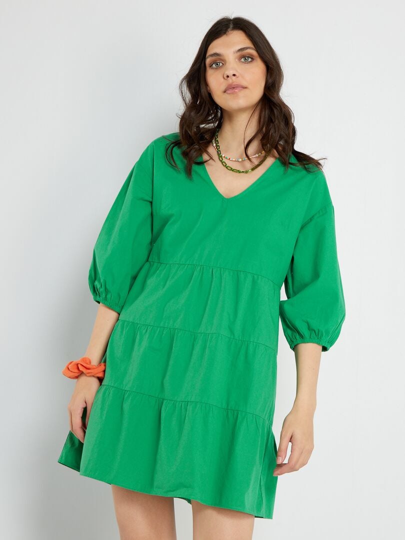 Robe courte évasée vert - Kiabi