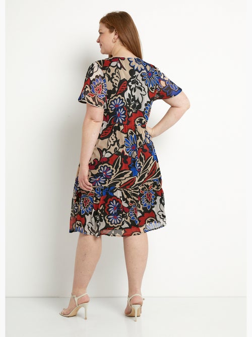 Robe courte évasée volantée voile imprimé - Afibel - Kiabi