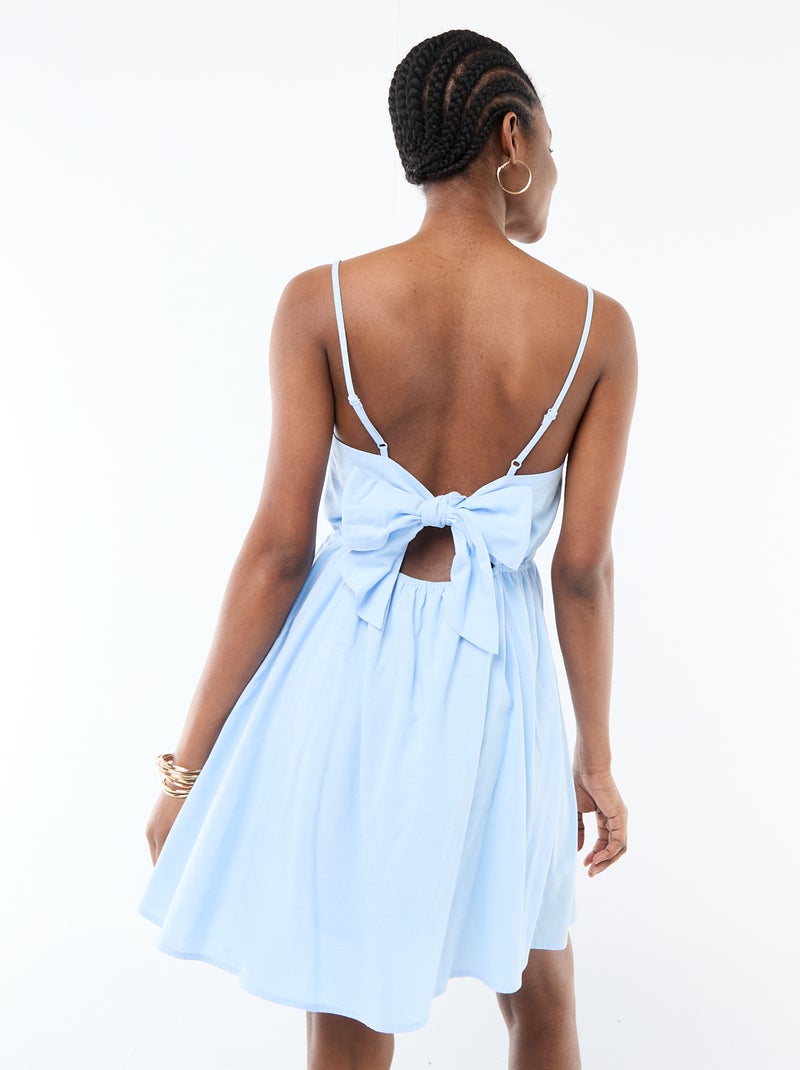 Robe courte fines bretelles Bleu - Kiabi