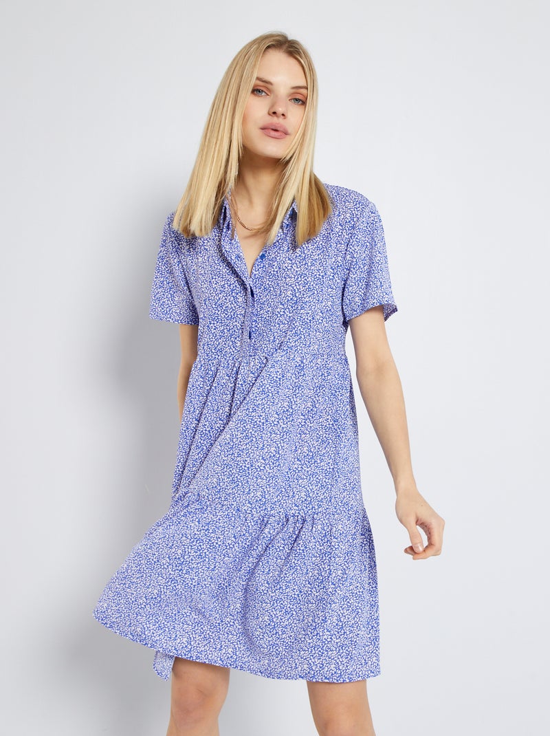Robe courte fluide 'JDY' Bleu - Kiabi