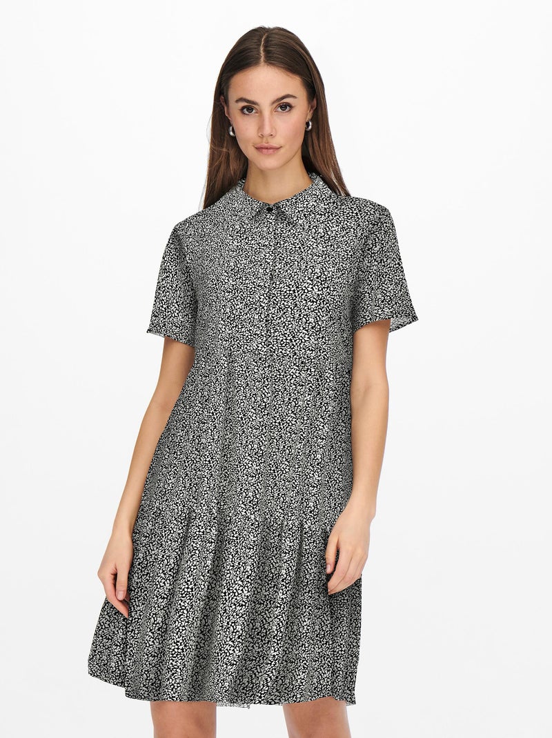 Robe courte fluide 'JDY' imprimé noir - Kiabi